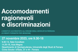 A Ferrara il Convegno "Accomodamenti ragionevoli e discriminazioni"