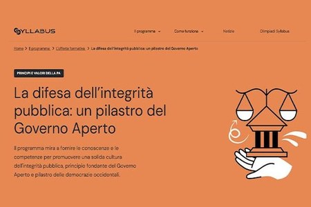 Nuovo programma formativo sulla difesa dell’integrità pubblica disponibile sul Syllabus